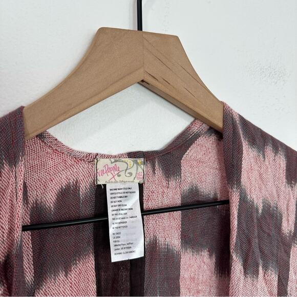 Free People Morning Glow Kimono Fringe Check Print One Size - Picture 6 of 7